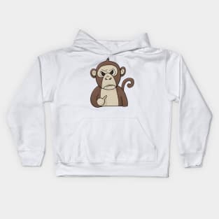 Grumpy Monkey Ape Holding Middle Finger Kids Hoodie